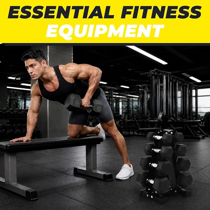 Hulkfit 60-550 lb Dumbbell Set, Rubber Coated Hex Dumbbells, Weights Dumbbells Set for Home Gym Training, Hand Weights for Women & Men
