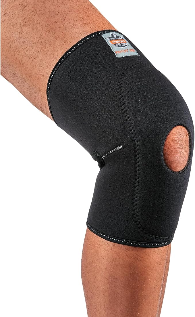 Ergodyne ProFlex 615 Neoprene Padded Knee Sleeve Support with Open Patella, Mild Compression Fit