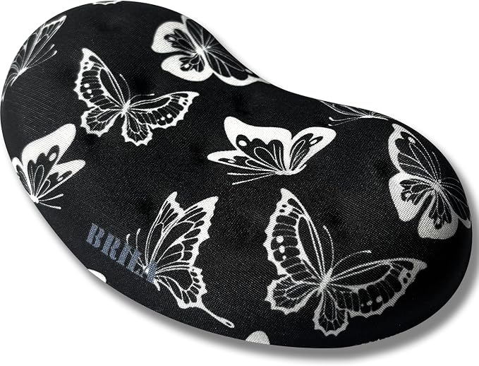 BRILA Ergonomic Memory Foam Mouse Wrist Rest Support Pad Cushion for Computer, Laptop, Office Work, PC Gaming - Massage Holes Design - Wrist Pain Relief (Butterflies Mouse Wrist Rest)