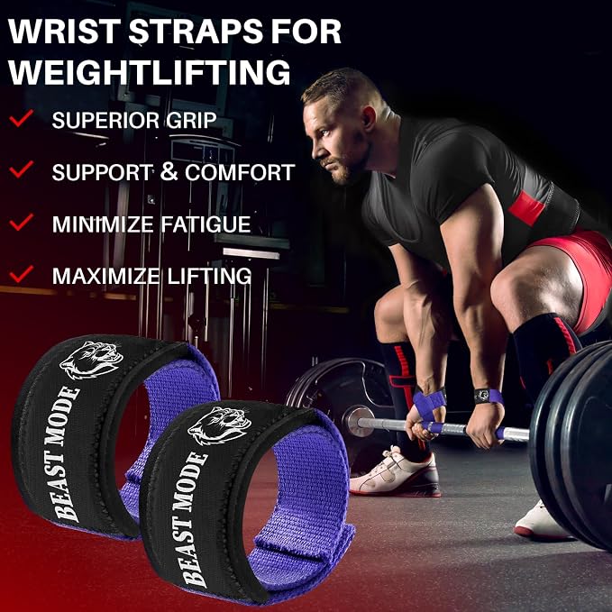 TECEUM Neoprene Padded Cotton Lifting Straps for Weightlifting, 1 Pair