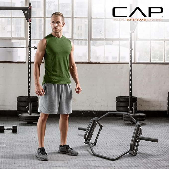 CAP Olympic Trap & Shrug Bar with Elevated Grip, 500-Lb Capacity