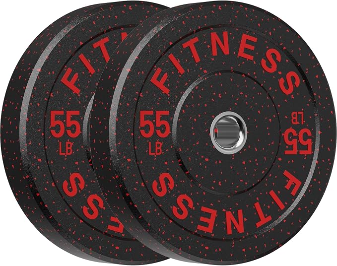 HANDBODE 2-Inch High-Bounce Bumper Plates, Olympic Weight Set, 10-650 lb | Barbell Weight Plates Set for Home Gym, Colored Weights Rubber Strength Training Plate for Weight Lifting