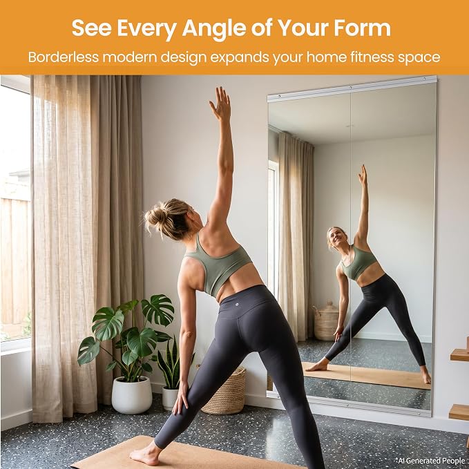 63x24 2Pack Tempered Glass Gym Home Mirror | Wall Mounting Suitable for Gym, Yoga, Studio, Bedroom & Dancing Studio