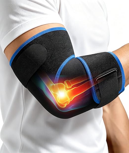 Adjustable Elbow Brace with Support for Tennis, Tendonitis & Golfer's Elbow | Compression Sleeve for Pain Relief, Breathable Soft Ergonomic Design Suitable for Sports Work Daily Life, Fits Most Men Women
