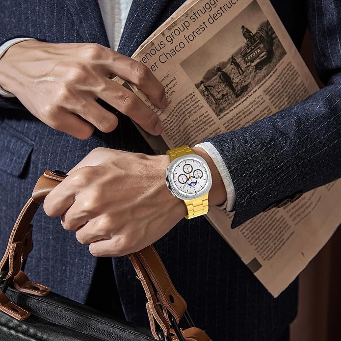 Metal Band for Samsung Galaxy Watch 9 8 40mm 44mm/Classic 46mm Men Women | Stainless Steel, No Gap Strap, Link Bracelet for Samsung Galaxy Watch 8 9 44 40mm/8 Classic 46mm, Business to Casual