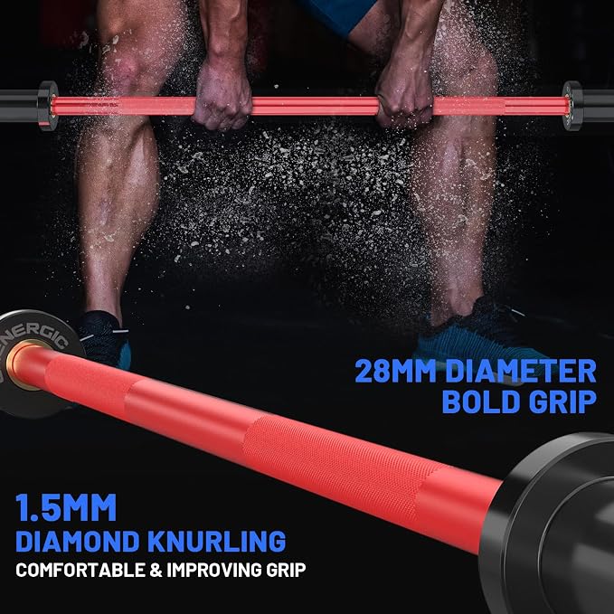 4FT Chrome Steel Olympic Barbell, 500LB | 20LB compact bar with 28mm knurled grip, bearing sleeves, 7.6-inch loadable length, and 2-inch plate fit