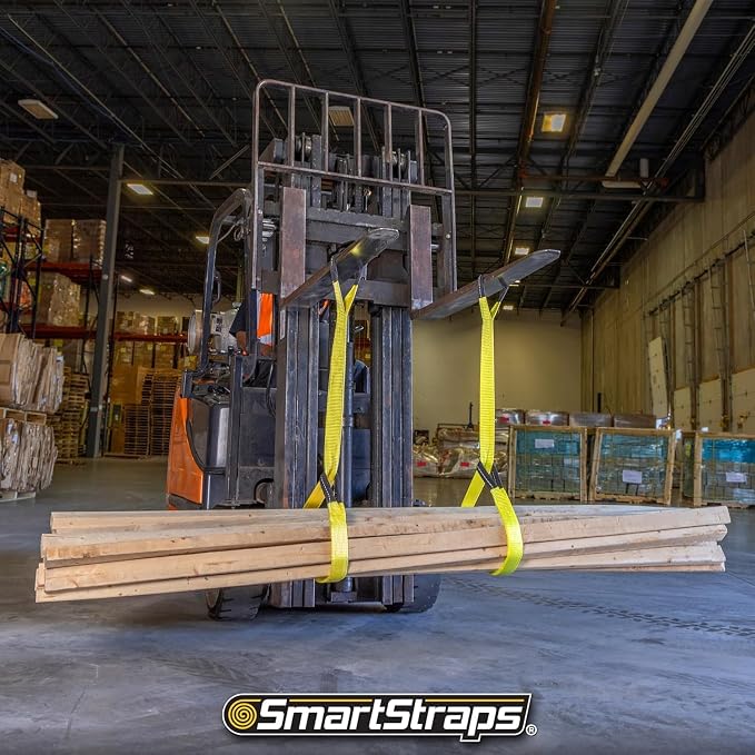 SmartStraps 2”x6’ Nylon Webbing Sling (1pk) – 6,400lb Vertical Lifting Capacity – Safely Lift Heavy Loads, Made with Strong Flexible Webbing, Small, Yellow