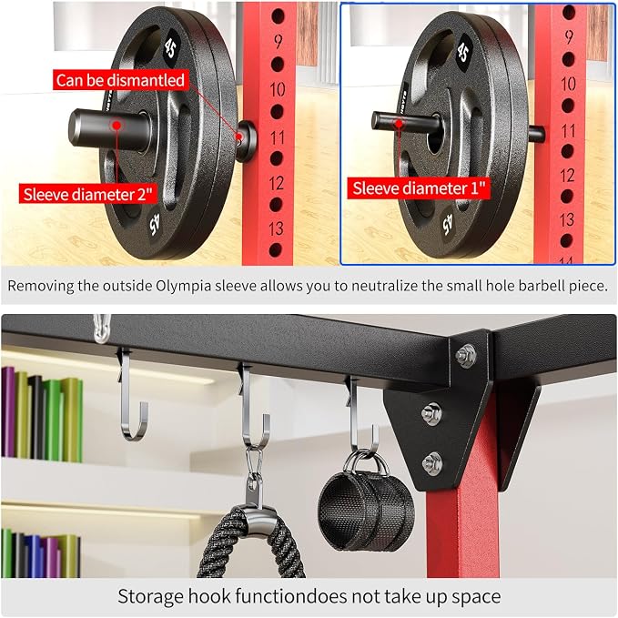 Power Cage Multi-Function Power Rack with Cable Crossover System,1500 LBS Capacity Squat Rack with Weight Bench,for Home Gym