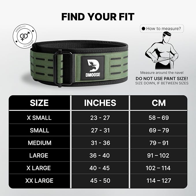 DMoose Fitness Auto Locking Weight Lifting Belt for Men & Women - 4" Nylon Squat & Deadlift Belt with Quick-Release Buckle - Gym Workout Belts for Lumbar Back Support for Weightlifting & Powerlifting