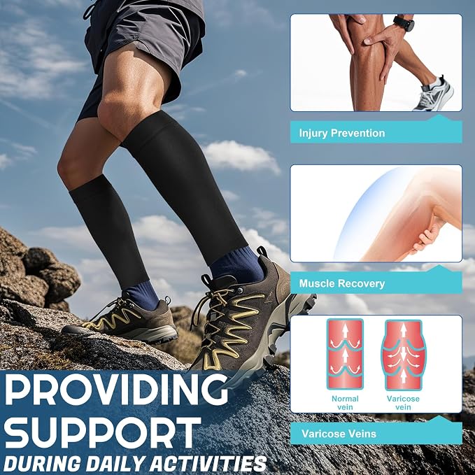 2 Pairs Calf Compression Sleeves Women&Men 20-30mmHg Medical Shin Splint for Leg Surpport Relief Pain Varicose Veins