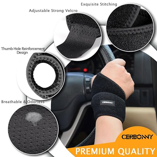 CERBONNY Carpal Tunnel Wrist Brace,1Pack Wrist Support Brace Adjustable Wrist Strap Reversible Wrist Brace for Sports Protecting/Carpal Tunnel/Arthritis-Left