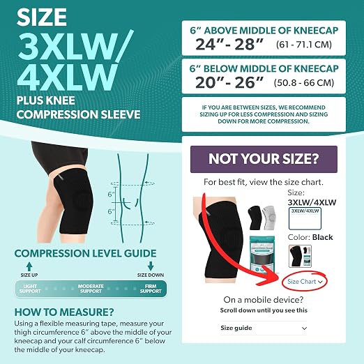 BraceAbility Plus Size Knee Brace for Women and Men – Compression Sleeve for Knee Pain Relief, Arthritis, Swelling, Osteoarthritis, Meniscus Tear, Joint Support Knee Stabilizer (3XL/4XL Wide Black)