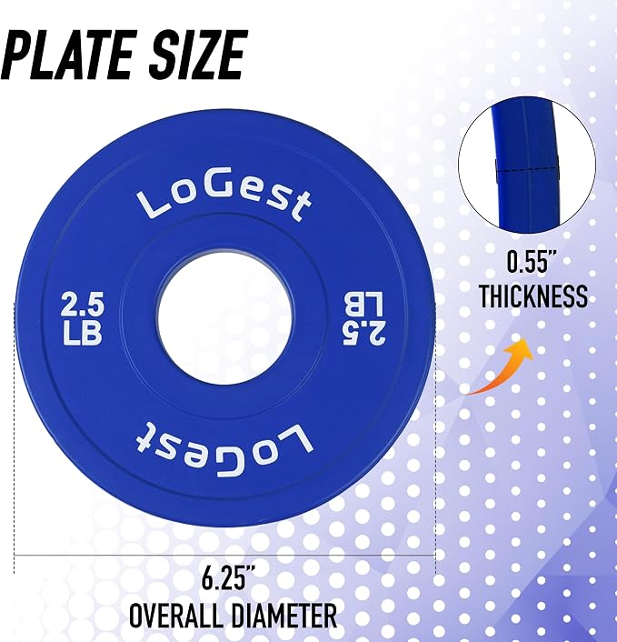 Logest Change Weight Plates 0.50LB 1.25LB 2.5LB 5LB Set Weight Plates for Olympic Bars Perfect for Strength Training Weight Plates Exercise Balance Increase Fractional Plate Olympic Bumper Plates