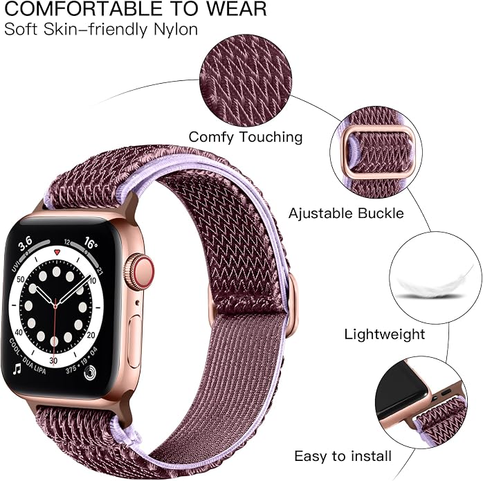Lerobo Stretchy Nylon Solo Loop Band, Compatible with Apple Watch Series 11 10 9 8 7 6 5 4 3 SE3/2/1 Ultra3/2/1, Adjustable Strap for iwatch Band 44mm 45mm 46mm 49mm 42mm 40mm 41mm 38mm for Women Men