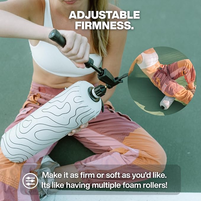 Inflatable Travel Foam Roller for Muscle Recovery and Mobility (Topo Gray, 15")