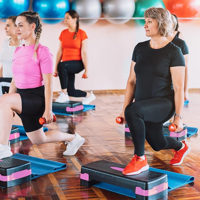 HolaHatha Compact Portable Aerobic Step Platform Exercise Fitness Equipment, Cardio Stepper with Adjustable Height for Home Gym