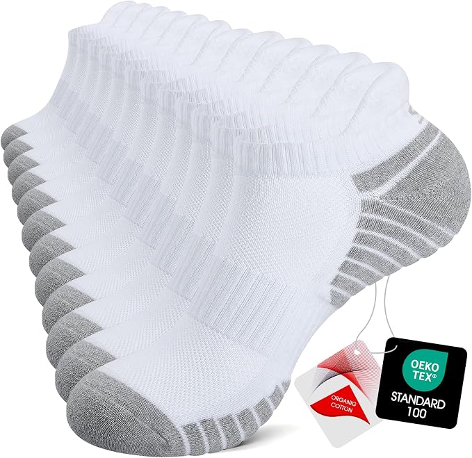 TANSTC Athletic Running Ankle Socks for Men Women, Cushioned Low Cut Sport Tab Socks, 6 Pack
