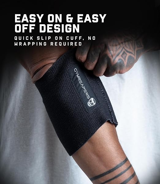 Gymreapers Elbow Compression Cuff for Weightlifting, Powerlifting – Support & Relief for Tendonitis, Stability, Tennis Elbow, Strength Training & Injury Recovery (Black, 12")