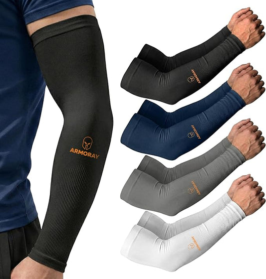 ARMORAY Arm Sleeves for Men and Women - UV Sun Protection Cooling Compression - Tattoo Cover Up Sleeve for Daily Wear & Work