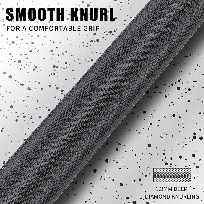 TECHNOAGE 7FT Heat-Treated Alloy Steel Olympic Barbell, 1500LB | 45LB bar with 28mm knurled grip, needle bearings, hard chrome finish, and 2-inch plate fit