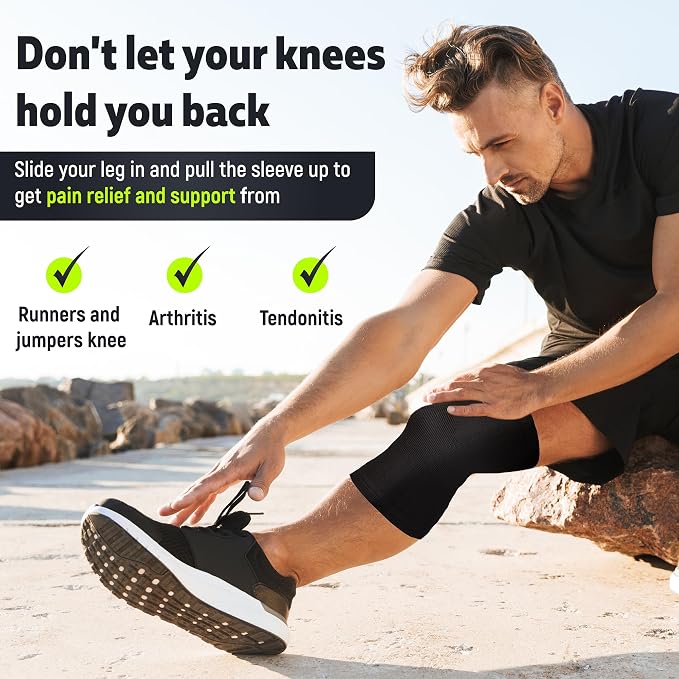 Knee Brace for Women & Men (Pair) – Knee Sleeves for Running, Workout, Weightlifting & Sports – Compression Knee Support for Knee Pain Relief, Meniscus Tear & Arthritis