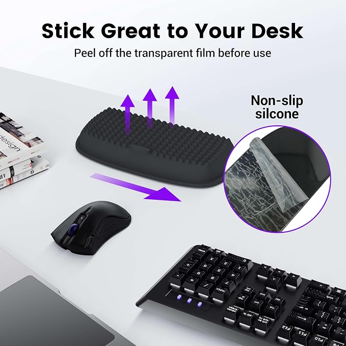 MEKASS Elbow Pad for Desk, Thicken & Large Memory Foam Elbow Rest Padding with Non-Slip, Ergonomic Desk Edge Cushion, Armrest Pad Wrist Rest Comfort Support for Office Home (2 Pcs Black)
