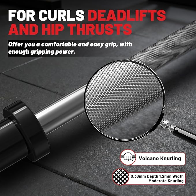PAPABABE 4ft/5ft/6ft/6.5ft Barbell 2" Short Barbell for Strength Training | 4ft/5ft/6ft/6.5ft Straight Barbell, Womens Olympic Bar with Moderate Knurling for Squats Curls Deadlifts, Weightlifting