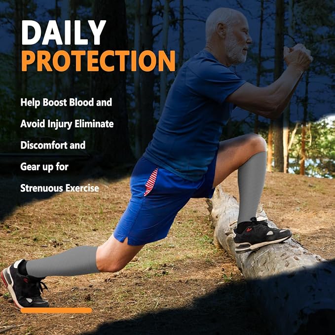 CTHH Calf Compression Sleeve for Men & Women Footless Compression Socks | 3 Pairs Graduated Compression Leg Sleeve Support for Shin Splints Pain Relief Running Flying Cycling Fitness Nurse