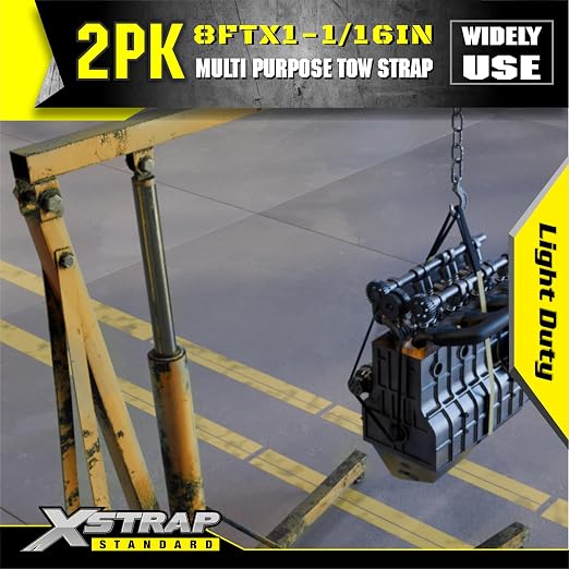XSTRAP STANDARD 2PK 1''x 8FT Lift Sling Web Strap/Wear Guard End, Heavy Duty Flat Eye Lifting Sling with 2 Reinforced Loops for Tree Saver Lifting Furniture Appliances Machine | 4,000 lbs Break Strength Lifting Straps with 2 Reinforced Loops for Tree S...