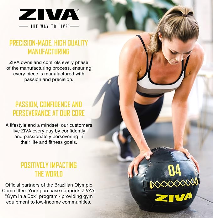 ZIVA Soft Wall Ball – Highly Durable Weighted Exercise Medicine Slam Ball for Strength and Conditioning Workout - Multiple Color, Weight Available