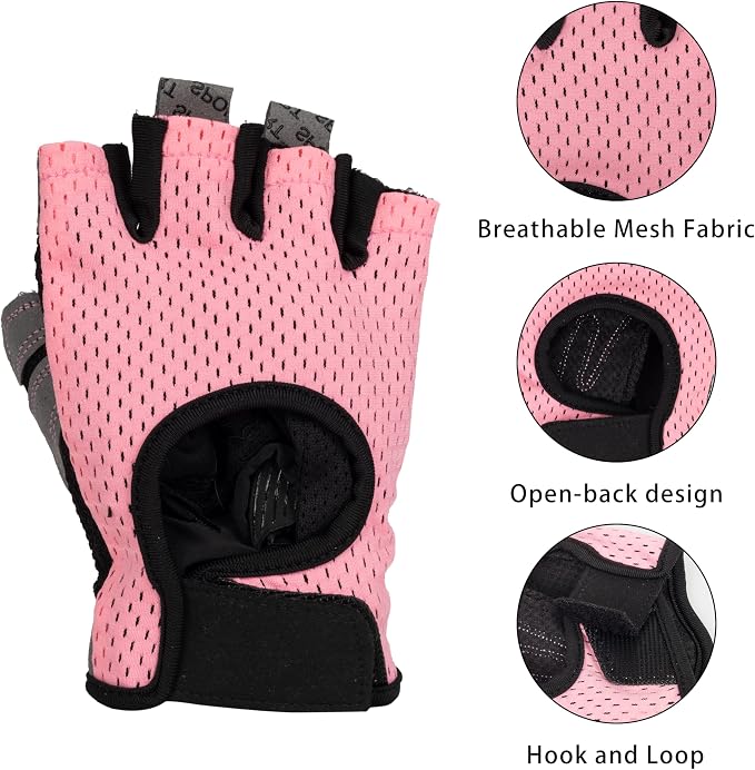 Workout Gloves for Men Women Fingerless Exercise Gloves with Anti-Slip Palm | Weightlifting Gloves for Women,Breathable Gym Cycling Yoga Gloves with Palm Padding