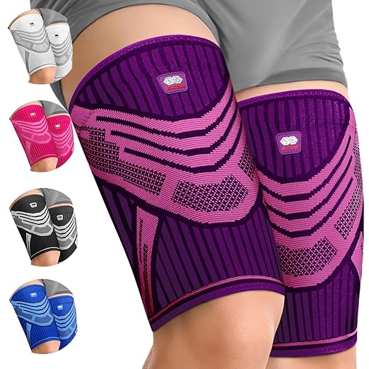 BLITZU Thigh Compression Sleeve, Hamstring Support Brace for Men Women M | Upper Leg Wrap for Running, Gym Workout, Muscle & Injury Recovery, Quad & Groin Comfort, Improved Circulation, Daily Wear