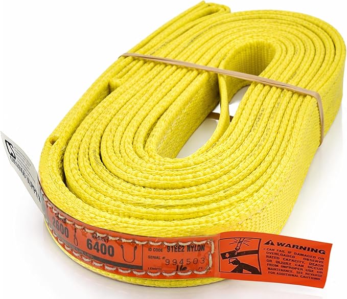 DD Sling 1 Inch x 16 Foot Nylon Lifting Sling – USA Made, 3,200 lb Vertical, 2,600 lb Choker, 6,400 lb Basket – 2-Ply Heavy Duty 900 Webbing, Type 3 Flat Eye & Eye Rigging Sling
