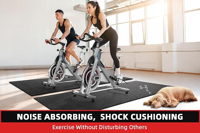 GymCope Treadmill Mat for Hardwood Floor Carpet 7'x3'/6'x3'/6'x2.5'/4'x2' | 6mm Thick Exercise Equipment Gym Mat, Compatible with Peloton Bike, Indoor Spin Bike, Elliptical
