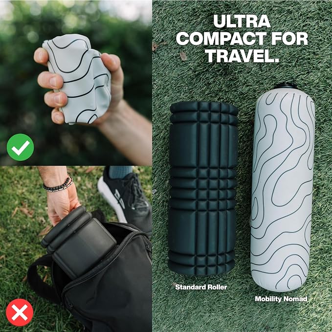 Inflatable Travel Foam Roller for Muscle Recovery and Mobility (Topo Gray, 15")
