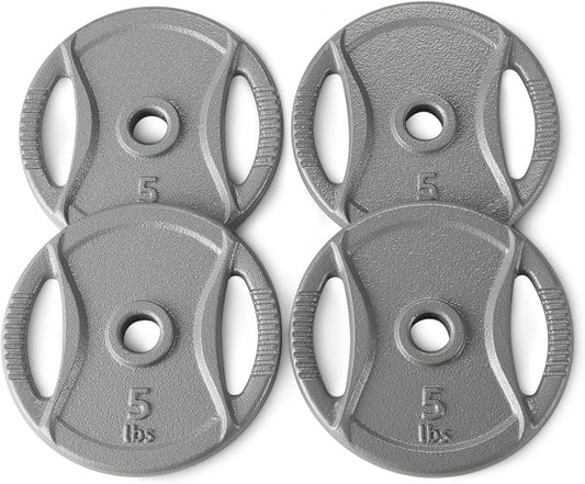 Amazon Basics 1-Inch Grip Weight Plates, Cast Iron, Strength Training, Home Gym