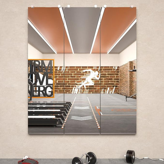 Keonjinn 56 x 16 Inch Gym Mirror for Wall, Workout Mirrors Full Length for Fitness, Wall Mounted Frameless Mirrors for Dance Studio, Garage, Home Gym Oversized Activity Mirror, 2 PC