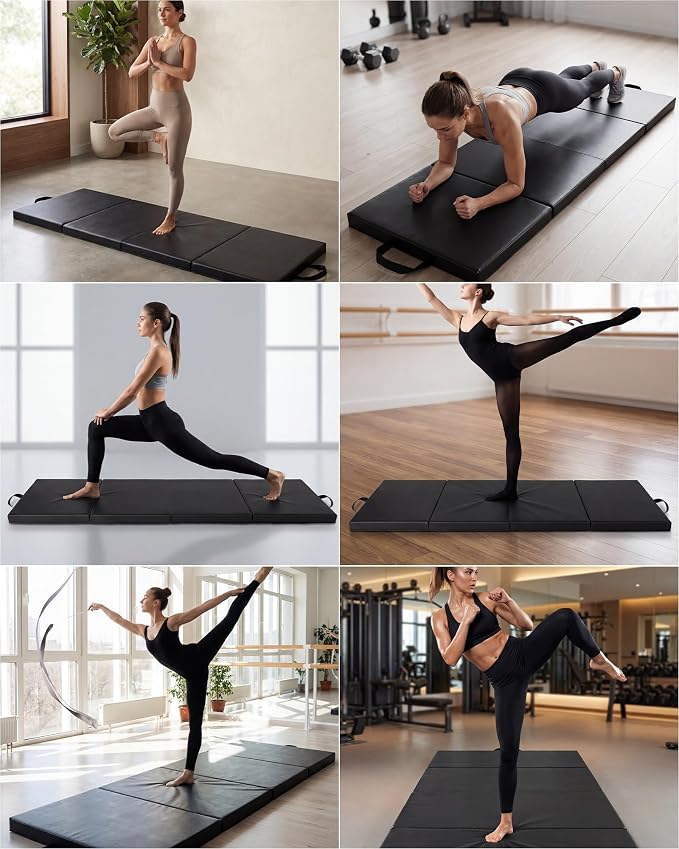 Garvee Gymnastics Mat, 6.2Ft 2-Inch Thick 4-Fold | Exercise Floor Mat for Home Gym, Portable Yoga Mat for Pilates, Aerobics, Martial Arts & Training