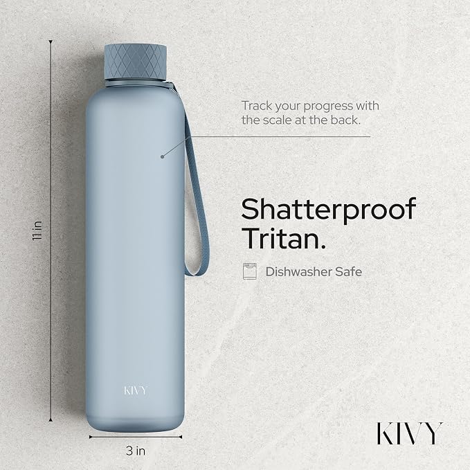 KIVY Slim Water Bottle 32oz [Lightweight & Shatterproof] - Reusable Tritan Water Bottle - Leak Proof Bottle for Women & Men - No Spill - Dishwasher Safe Water Bottle BPA Free