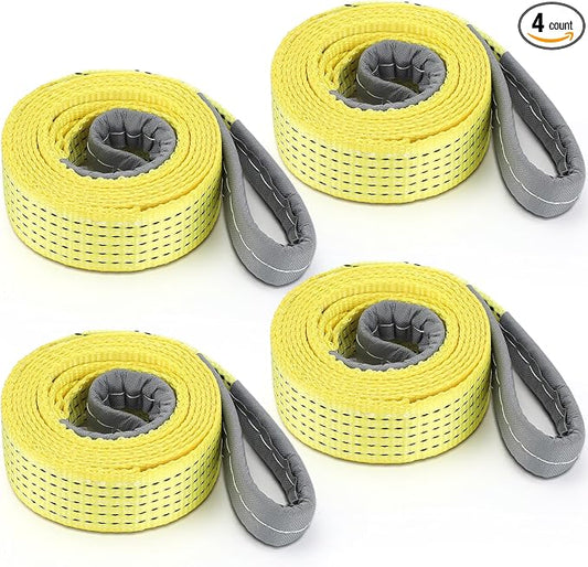 4 Pcs Lift Sling Straps Heavy Duty Web Slings Straps Polyester Nylon for Hoist Car Outdoor Using