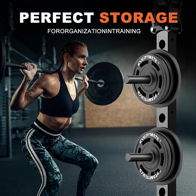 EVERYMATE Weight Plate Holder Power Rack Attachment 2 Inch Olympic Plate Storage Power Squat Rack Holder Weight Plates for 2x2 3x3 2x3 Power Cage Accessories Weight Plate Rack