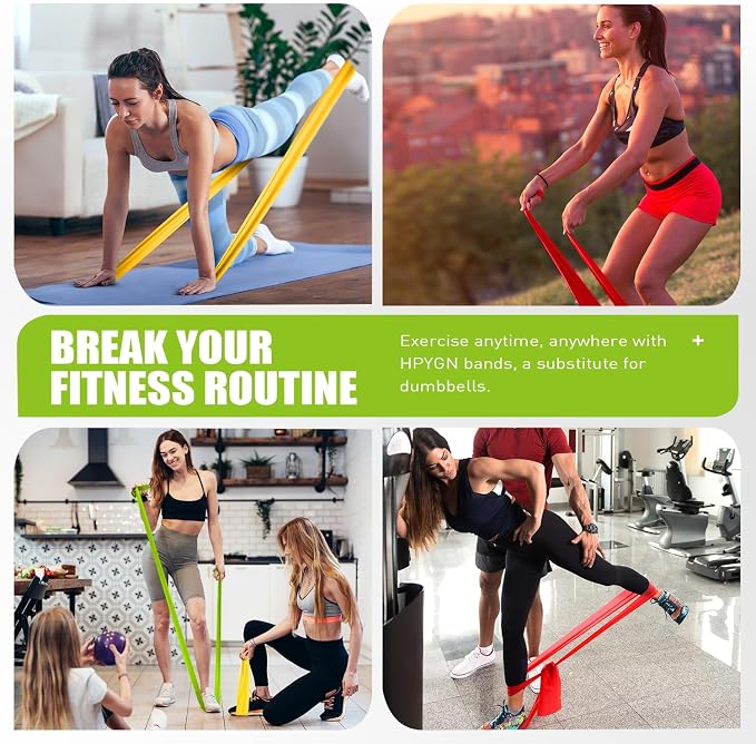 HPYGN 3 Levels Non-Latex Exercise Bands for Physical Therapy & Yoga, Professional Resistance Bands Set for Working Out, Strength Training, Pilates & Rehab, TPE Elastic Stretch Bands for Seniors, Women