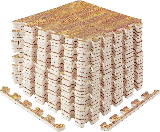 Yes4All EVA Interlocking Mats, Puzzle Floor Tiles, Foam Floor Padding with Border for Furniture, Home Space, Living Room, Garage 11,22,32 SQFT