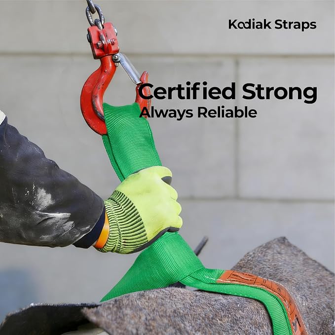 Endless Round Sling Lifting Strap- 10 Feet x 5300 lbs Vertical Capacity - Polyester Lifting Sling Strap, Heavy Duty for Rigging Moving Towing Hoisting- (1Pack)- Kodiak Straps