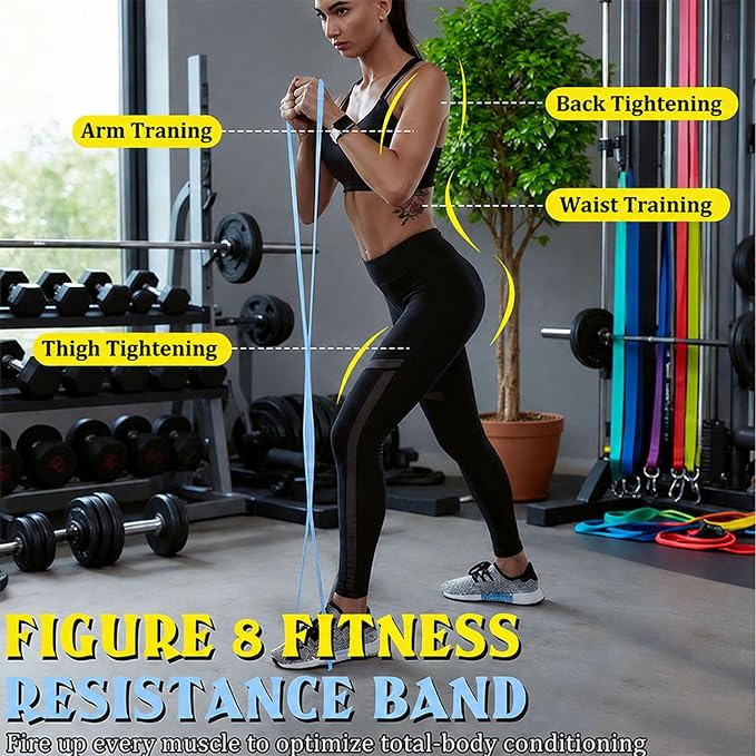 Resistance Bands with Handles,Figure 8 Resistance Band Elastic Fitness Bands Exercise Band for Home Yoga Gym Workout