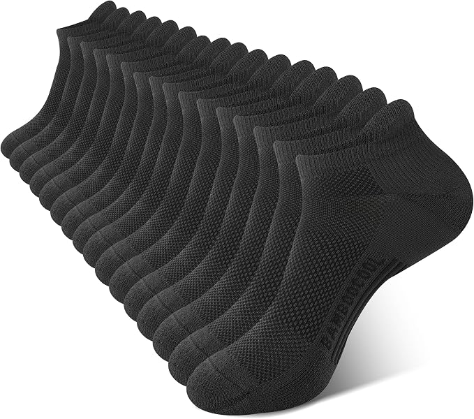BAMBOO COOL Men's Ankle Socks Moisture Wicking Breathable Odor Control Athletic Cushioned Running Socks Arch Support 8 Pack
