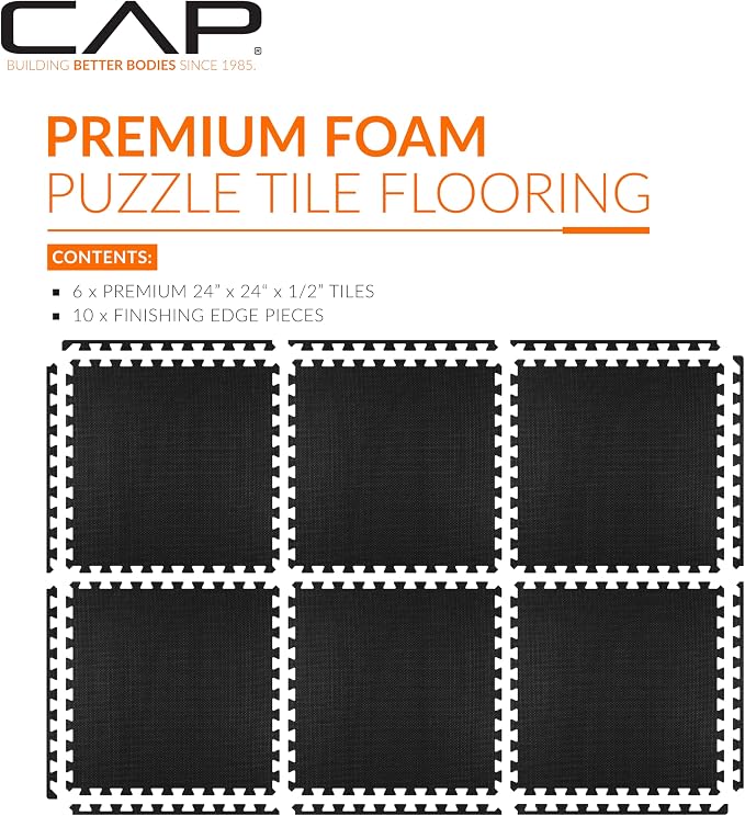 CAP Puzzle Exercise Mats | 1/2” Thick EVA Interlocking Foam Tiles for Home Gym Flooring | Multiple Options