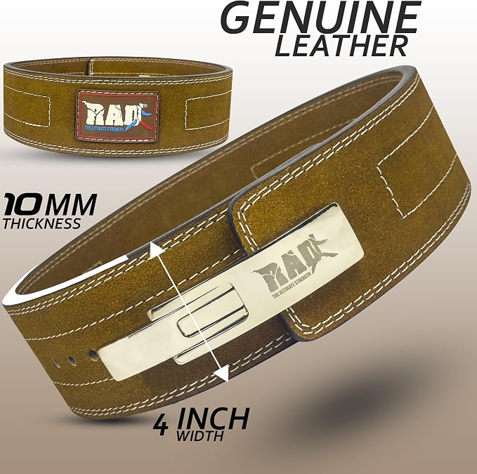RAD Lever Weight Lifting Gym Belt for Men & Women Size 63 TO107 CM,Thick 10MM & Width 4 Inch Lever Powerlifting Belts for Women Dead Lift Workout Belt Leather Weight Lifting Lever Gym Squat Belt