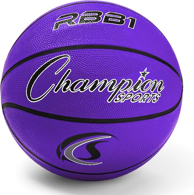 Champion Sports Rubber Basketballs – Durable Indoor & Outdoor Training & Recreational Game Balls, Multiple Sizes & Colors