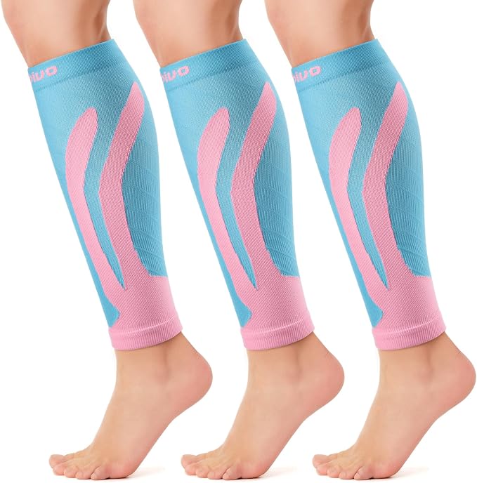 CAMBIVO Calf Compression Sleeve for Shin Splints & Running Support-3 Pairs | Leg sleeves for men & women, 15-20mmHg footless compression socks for gym & recovery, varicose veins